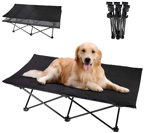 KingCamp Erhöhtes Hundebett Klappbar für Große Hunde,Golden usw,L | Hundeliege mit Atmungsaktivem Mesh & Wintermatte,Erhöht 30cm,Stabile Q195 Stahlrahmen,Rutschfesten Füßen,für Indoor & Outdoor