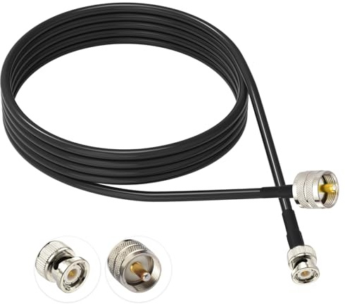 Superbat Cavo RG58 BNC Maschio a UHF Maschio PL259 50 Ohm 2m | Flexible, Bassa Perdita, per Telecamera di Sicurezza, Oscilloscopio, Generatore di Segnali, Analizzatore di Spettro, Radio CB