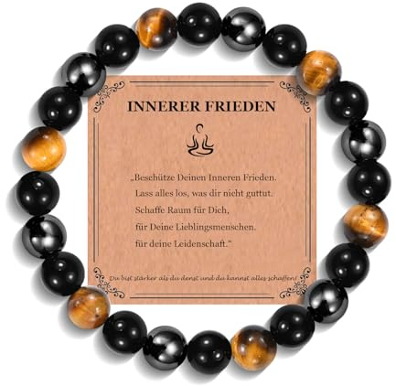 JEWTOP Naturstein Perlen Armband (8 mm) - Heilsteine für Damen, Schutz Chakra Yoga für Freundschaft/Paar/Freundin/Schwester