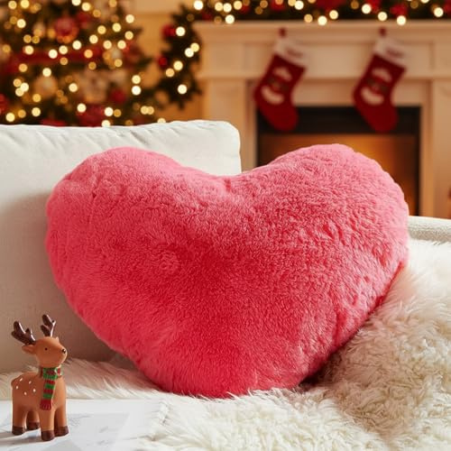 Yhoelata Cojin Corazon, Carmín Cojines Peluche Corazon, Pequeño Almohada en Forma de Corazón Cojín Sofa Personalizado, Cojines Cama Decorativos Aesthetic, Regalo 25x35cm