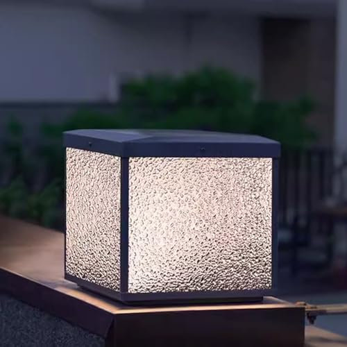 Solar Outdoor Post Lights with Remote Control Three Color Options Solar Powered Fence Post Lights Weatherproof Solar Post Cap Lights (19.7 x 19.7 x 13.8 inches)