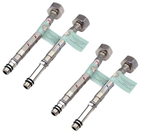 Xcel Home 4X M10 x1/2 Flexible Tap Connectors (150mm) | 10 Lengths | 2Pair of BSP Kitchen/Basin Monobloc Mixer Flexi Pipe Tails | Braided Stainless Steel