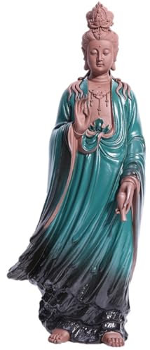 RUVOO Buddha Figur, 16,5 Zoll Dekoration Skulptur Bodhisattva Buddha Meditieren Frieden Harmonie Statue Home Outdoor Dekor Skulptur Deko Statue für Balkon(Blue)