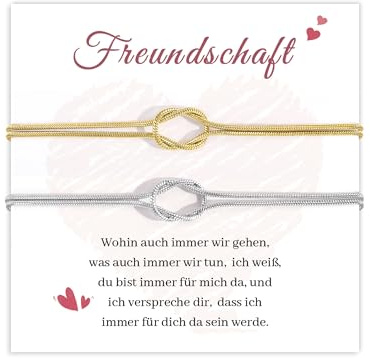 CheersLife 2 Stück Freundschaftsarmbänder Geschenk für Freund | Beste Freundin Geschenke Armband Damen Schlangenkette Geburtstag Geschenke für Frauen Weihnachten Abschluss