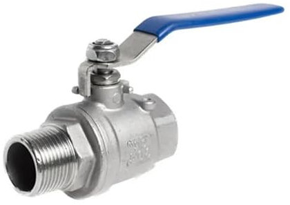 AZOOB 304 Stainless Steel Two Piece Ball Valve 1/4 3/8 1/2 3/4 1 2 Female and Male Thread Water Gas Oil Switch Fitting Adapter ERTEYIN(1-1l2)
