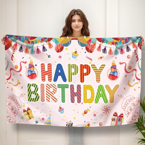 Koliphy Feliz Cumpleaños Banner, Decoraciones de Cumpleaños, Cartel de la tabla, Fotocabina, Fiesta extra grande