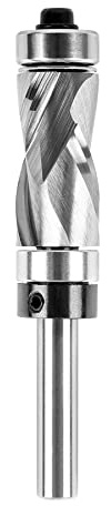 SpeTool 1/2 Up-Down Compression Flush Trim Router Bit, 1/4 Inch Shank Solid Carbide Spiral Template Bit with Top & Bottom Bearings for Chip-Free Plunge Routing on Plywood, MDF & Melamine Edges