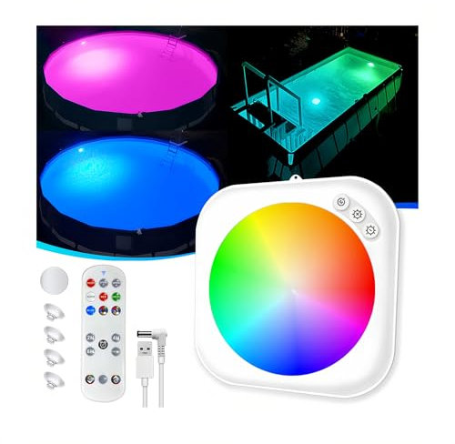 DeeprBlu Rechargeable Pool Lights Underwater with Remote Control, Submersible Pool Lights for Above Ground Pool, IP68 Waterproof Hot Tub Light with Magnet | Suction Cups, Underwater Bathtub Spa Light