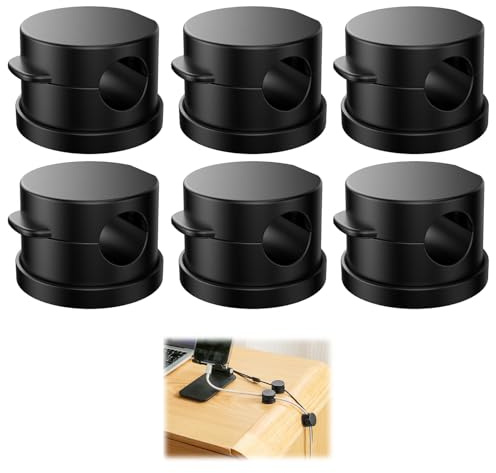 6 Pack Clip Organizador Cables Magnética, Organizador Cable Escritorio Ajustables, Clips Cables Autoadhesivos, Apto para Cables de Carga, HDMI, Cable de Audio, Escritorio, Mesitas de Noche (Negro)