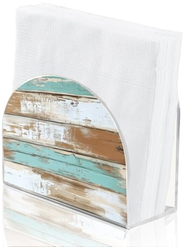 SUPERDANT Porta servilletas de madera para mesas porta pañuelos de acrílico porta pañuelos azul y verde para cocina servilletero de acrílico servilletero