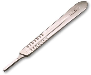 VIVA INSTRUMENTS Premium Surgical Scalpel Blades Handle Set No 3,4,7 and 9 Beaver Blade Holders Precision Crafted for Medical Surgical and Crafting Use Durable Sterilization (Silver, No.3)