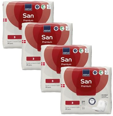 ABENA San 3 Inkontinenzeinlagen für Damen und Herren 112 Stk | Monatspaket 4 x 28 = 112 Stück, 500 ml Saugfähigkeit, Schnell einziehend, Diskret und effektiv
