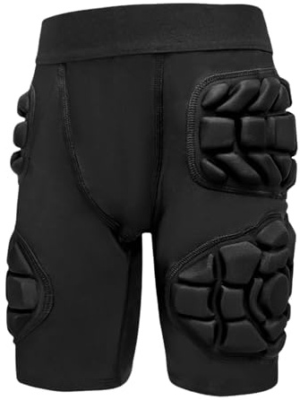 Topeter Pantalones cortos de compresión acolchados para jóvenes, con protección contra impactos, con bolsillo para copa, talla XL