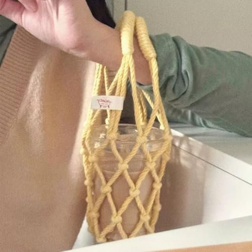 Pawleso Porte Gourde Bandoulière et Sac Gourde - Filet Tissé Main Réutilisable, Protection pour Bouteille, Idéal Randonnée et Voyage