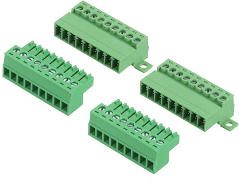 sourcing map Set di 2 connettori a vite a 9 pin, passo 3,5 mm, maschio e femmina, terminale a vite per montaggio su PCB, 300 V, 8 A, verde, per progetti elettronici domestici