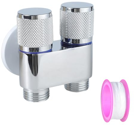 Robinet de machine à laver - Triangles de toilette - Filetage 1,27 cm - Double angle de contrôle - Vannes de toilettes - Raccords de salle de bain - Fermeture de douche