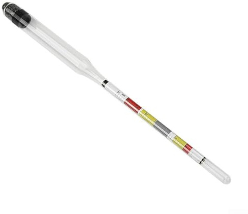 Honseadek Hydrometer für Heimbrauen Wein Bier Cider - Dreifachskala Alkoholmessgerät (020 ABV 099116 SG 035° Brix) mit Temperaturkorrektur