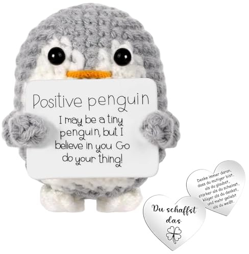 NieYat Positiver Pinguin mit Glücksbringer, Pinguin Spielzeug für Freunde Ermutigung Dekoration, Kuscheltier Klein für Geburtstage, Jubiläen und Valentinstag, Liebes Geschenk für Ihn Sie