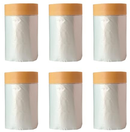 qiangxing abdeckfolie mit klebeband 6 Rollen 55cmx25m Folie mit Abdeckband/Klebefolie für die Dekoration Abdeckfolie mit klebeband folie masker