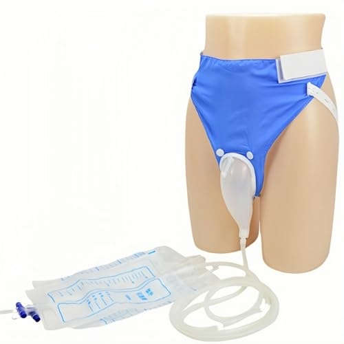 Wearable Men's Portable Urinal, Bottle with Anti-Backflow Switch - 2000ML Reusable Urine Bag for Bedridden & Travel, External Catheter, Male Urinary Incontinence Aid (3 Bags: 1x2000ML+2x1000ML) (BLUE)
