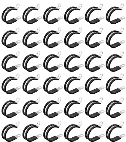 QUARKZMAN 50Pcs Abrazaderas De Cable De Acero Inoxidable 304 De 1-1/4 Pulgada Con Amortiguación De Goma Y Aislamiento Abrazadera De Metal En Forma De Bucle Para Instalación De Tubos