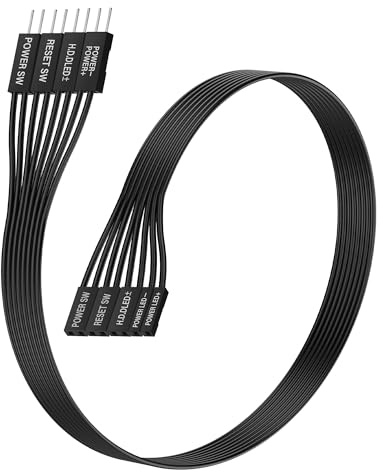 ELFJMZP Motherboard Front Panel Extension Cables,24AWG Flat Ribbon for HDD LED+/-, POWER LED+/-, POWER SW, RESET SW,for Computer Switch Reset HDD Hard Drive,(black, 100cm/36.3in)