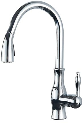 Rubinetto Cucina con Doccetta Estraibile Girevole 2 Modalità Maniglia Singola Rubinetteria Cucina Estensibile Ottone Foro Singolo Acqua Fredda e Calda-Cromato