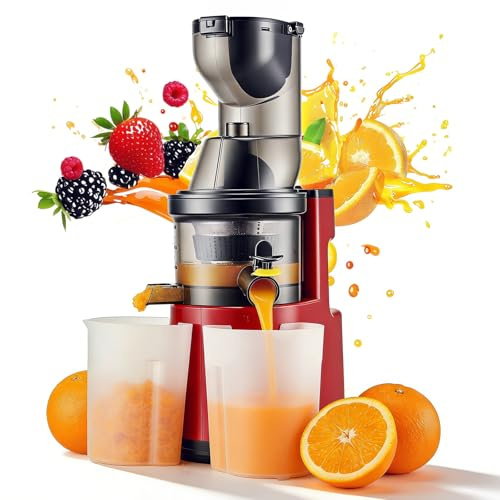 Extractor de jugo separador de pulpa de 500 W, conducto ancho de 170 mm para frutas y verduras enteras sin corte, 3 velocidades, seguridad infantil, cuerpo integrado antifugas, fácil de limpiar con