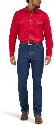 Wrangler Ms70619 Chemise de Travail Western à Manches Longues et Fermeture à Pression pour Homme Coupe de Cowboy Finition Solide, Rouge, XXL