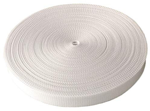 Schnoschi Gurtband Polypropylen 10 Meter lang – viele Verschiedene Breiten und Farben 10mm 15mm 20mm 25mm 30mm 40mm 50 mm (weiß, 20 mm)