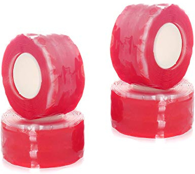 TUKA 12m Selbstschmelzendes Silikonband, Mehrzweck Reparaturband Isolierband Dichtungsband, Selbstschmelzendes Silikon Wickelband Wasserdicht Wetterfest, 25mm breit, 4x3m, Rot, TKD5041-4x