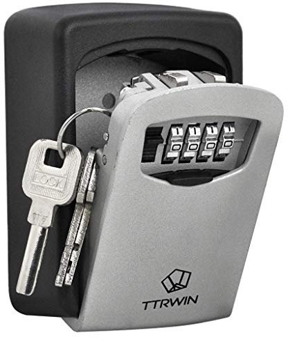 TTRWIN Schlüsselbox Schlüsselsafe Schlüsseltresor, mit 4-stelligem Hochcodeschloss Große Schlüsselbox, Zinklegierung wasserdicht und rostfrei, Wandschlüsselbox für den Innen- und Außenbereich