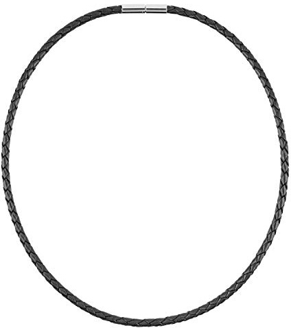 Auroris Echtleder Kette geflochten schwarz Dicke 4mm mit Tunnel-Drehverschluss aus Edelstahl Länge wählbar