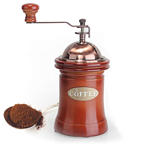 Macinacaffè Manuale Portatile in Stile Retrò, in Legno, Macinino A Forma Di Rotella, Con Design A Mano, Per Caffè Vintage (9.5X20cm)