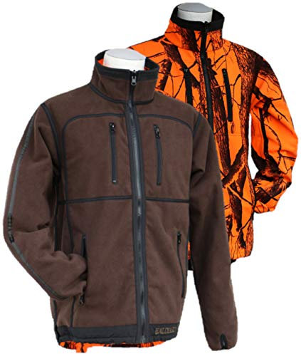 Hallyard Micro-Wendejacke Ravels für Damen und Herren wasserdicht, Winddicht, atmungsaktiv Signaljacke für die Jagd mit original Realtree® orange braune Fleecejacke Jagdjacke Drückjagd (4XL)