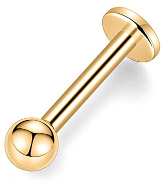 hengkaixuan G23 Titan-Lippenstifte mit flachem Rücken 16G Labret-Stollen Tragus-Nieten 8 mm Monroe-Piercing Fadenloser Push-In-Gold-Helix-Knorpel-Muschel-Ohrring Frauen-Mädchen-Piercing-Schmuck