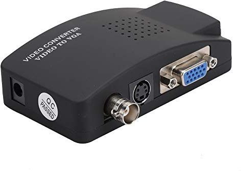 PUSOKEI BNC zu VGA, 1920X1200 @ 60Hz S-Video zu VGA HD-Konverterbox VGA-Eingang zu VGA-Ausgang Computer Projektoradapter für DVD/PDP / PS2 / Spielekonsole