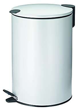 kela Cestino a pedale 12 l bianco opaco, cestino a pedale con coperchio Silent Close, sistema di chiusura automatica MATS, cestino in metallo per cucina e bagno con sacchetto interno