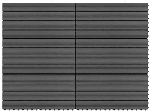 vidaXL 6X Terrassenfliese Holzfliese Fliesen Fliese Balkonfliesen Bodenfliese Außenfliese Holzfliesen Klickfliesen WPC 60x30cm 1,08m² Schwarz