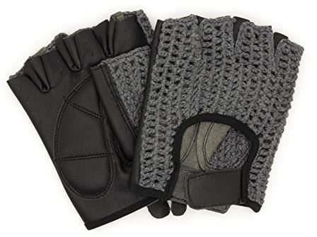 Adapter Universe Gants d'automobilistes rétro vintage en cuir sans doigts Gants de conduite vélo gris