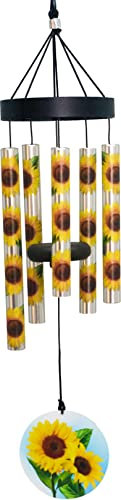 Spoontiques Sonnenblumen-Windspiel, klein, UV-Windspiel, Outdoor-Gartendekoration, dekoratives Glockenspiel für Hof, Garten, Hinterhof und Terrasse