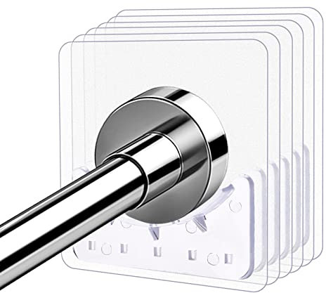 6 Stück Selbstklebend Duschvorhangstangen Halter, Wand Montiert Duschvorhangstange ohne Bohren Halterung Gardinenstange Halter Stangenhalterung