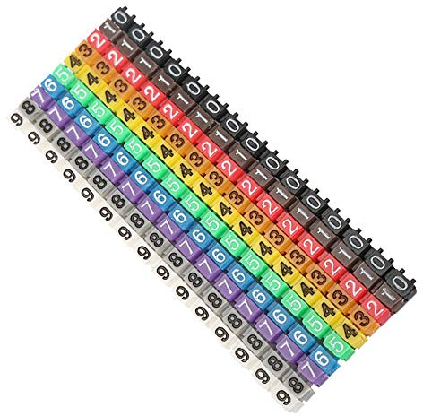 Câble Legrand 2.5, Fil de Tube de Numéro Numérique coloré (100 Pièces 2.5mm²) et Marqueur de Câble D'étiquette de Numérotation (150PCS KCM-1.5MM 1.5 carré)
