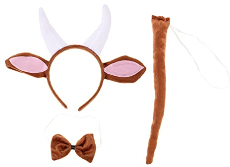 Beatifufu 1 Satz Stirnband Aus Ziegenhorn Osterohren Stirnband Tierische Schwanzrequisiten Plüsch-tierohren- Schwanzhaarband Tierstirnb?nder Vieh Erwachsener Performance-kostüm Tuch