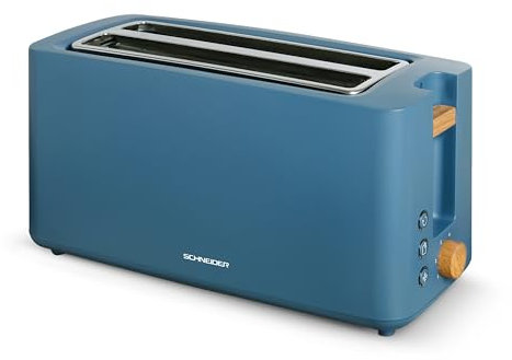 SCHNEIDER Fjord Line Toaster mit 1550 Watt, besonders lange Schlitzen, variable Bräunungssteuerung in 6 Stufen, Auftau-, Aufwärm- und Stop-Funktion, ausziehbare Krümelschublade, petrol blau