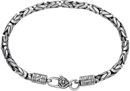 ForFox 4mm königskette armband 925 sterling silber byzantinisches armband gliederarmband mit vajra dorje verschluss für herren damen 18/20cm