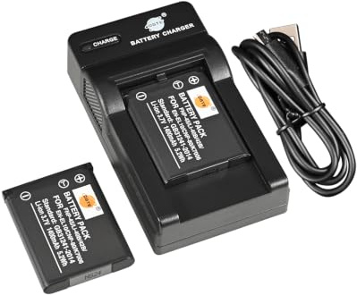 3.7V 1400mAh FNP-45 LI-40B LI-42B DSTE - Batería de iones de litio (2 unidades) + cargador micro USB compatible con cámaras Kodak KLIC-7006 LB-012, Olympus D-630 IR-300 FE-150 Stylus 700 TG-310