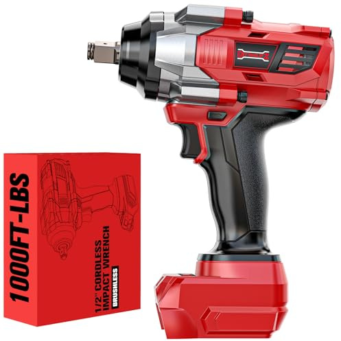 DIYtoolifz Cordless Impact Wrench 1/2 Compatible with Milwaukee 18V Battery, 1000Ft-lbs(1360N.m) High Torque Impact Driver, Electric Impact Gun with 4-Mode Speed, LED Work Light for Car(Bare Tool)