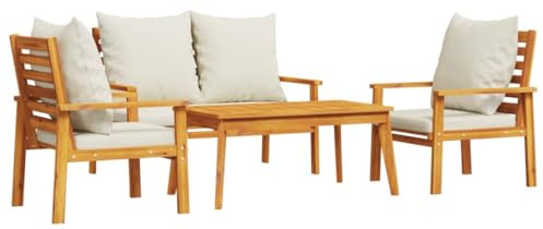 vidaXL 4-TLG. Garten-Lounge-Set mit Kissen Massivholz Akazie