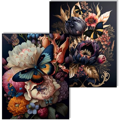 WINAROI 2 Pack Diamond Painting Set,Diamant Painting Bilder Erwachsene,Diamond Painting Blumen,Diamant Painting Bilder Kinder,5D Diamant Painting Bilder Mit Diamond Painting Zubehör, für Haus, Büro